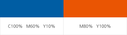 Blue : C100% M60% Y10% / Orange : M80% Y100%